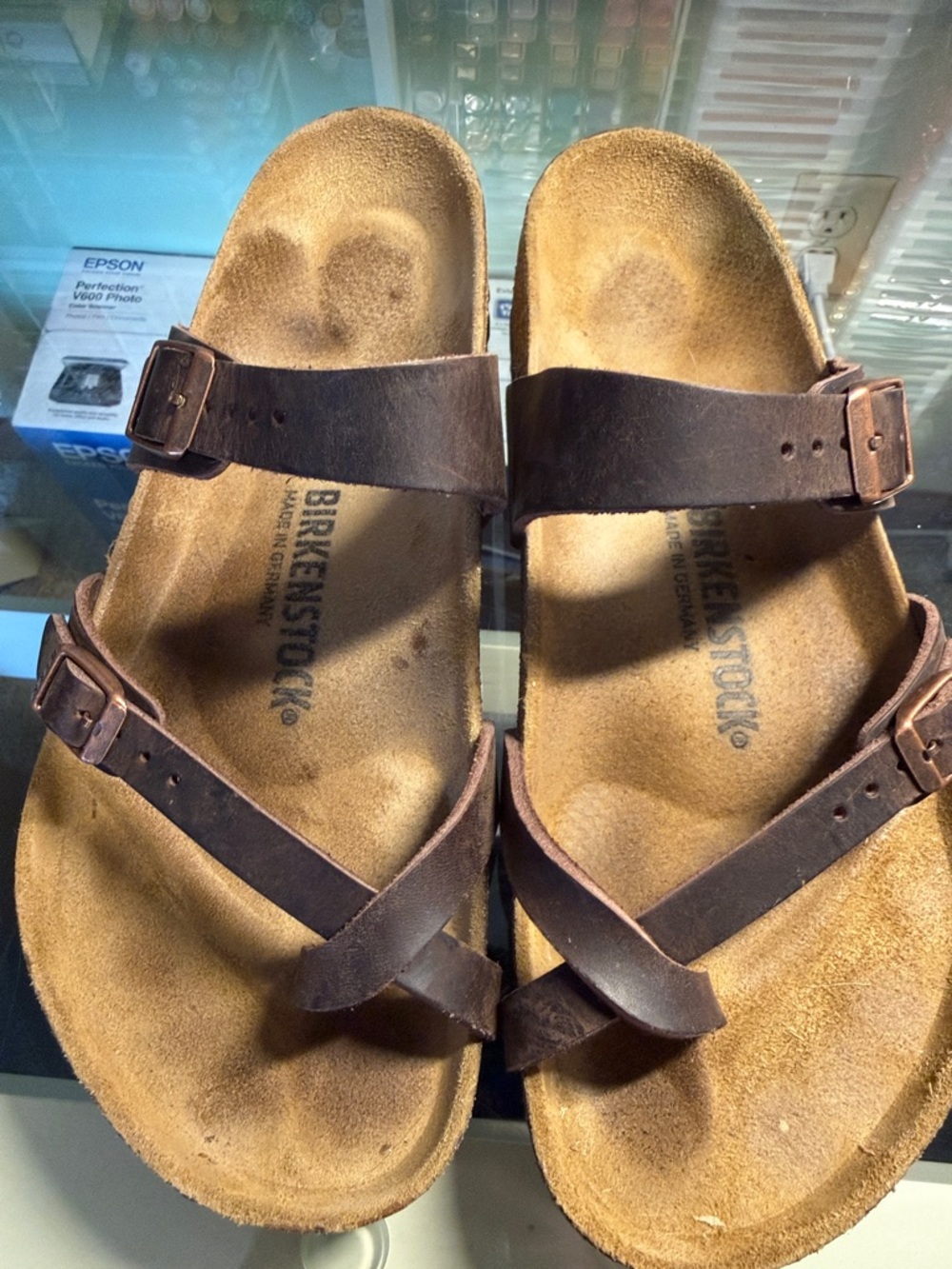 Birkenstock Brown Two-strap Leather Sandals
